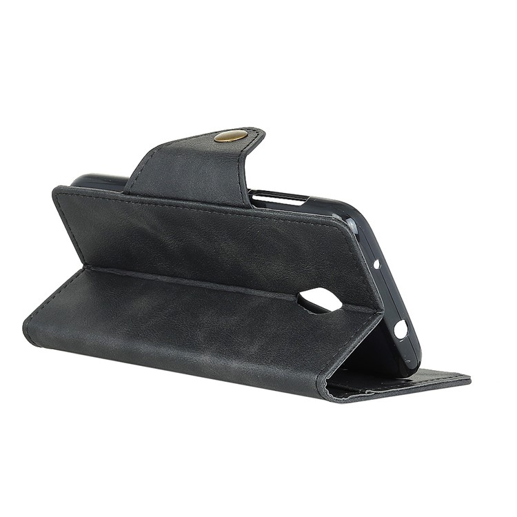 PU Leather Wallet Stand Mobile Case for Alcatel 1X - Black-6