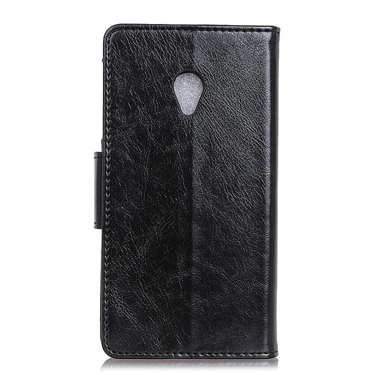 Textured Split Leather Wallet Stand Phone Cover for Alcatel 1X - Black-4