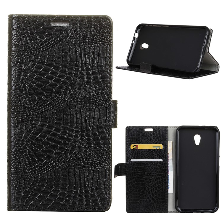 Crazy Horse Texture Wallet Stand Leather Phone Case for Alcatel 1C - Black-1