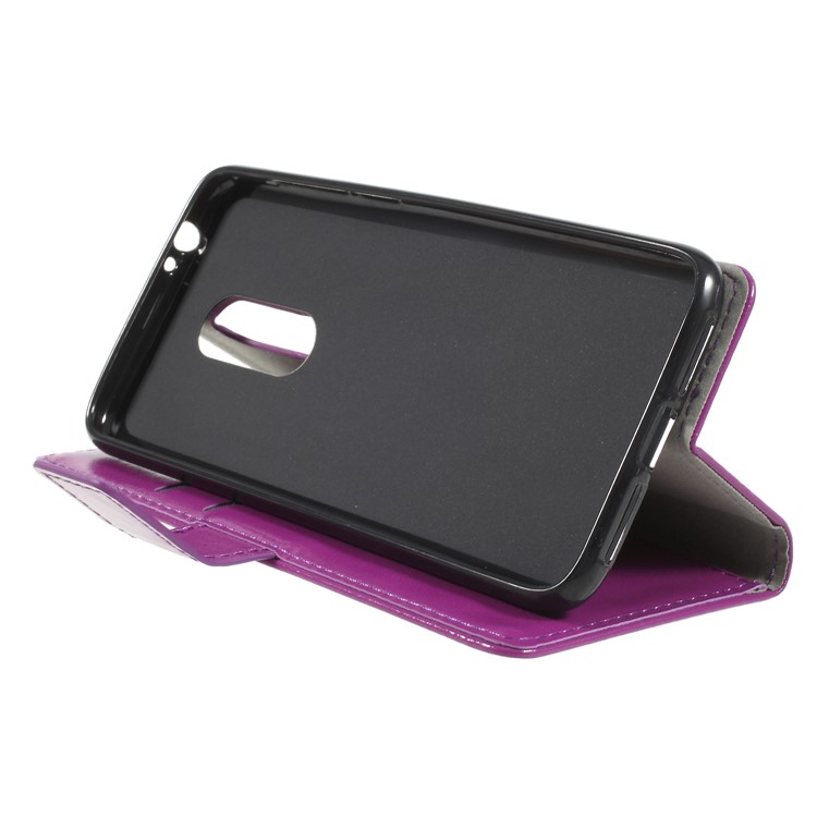 Crazy Horse PU Leather Wallet Stand Protective Case for Alcatel 3 - Purple-4