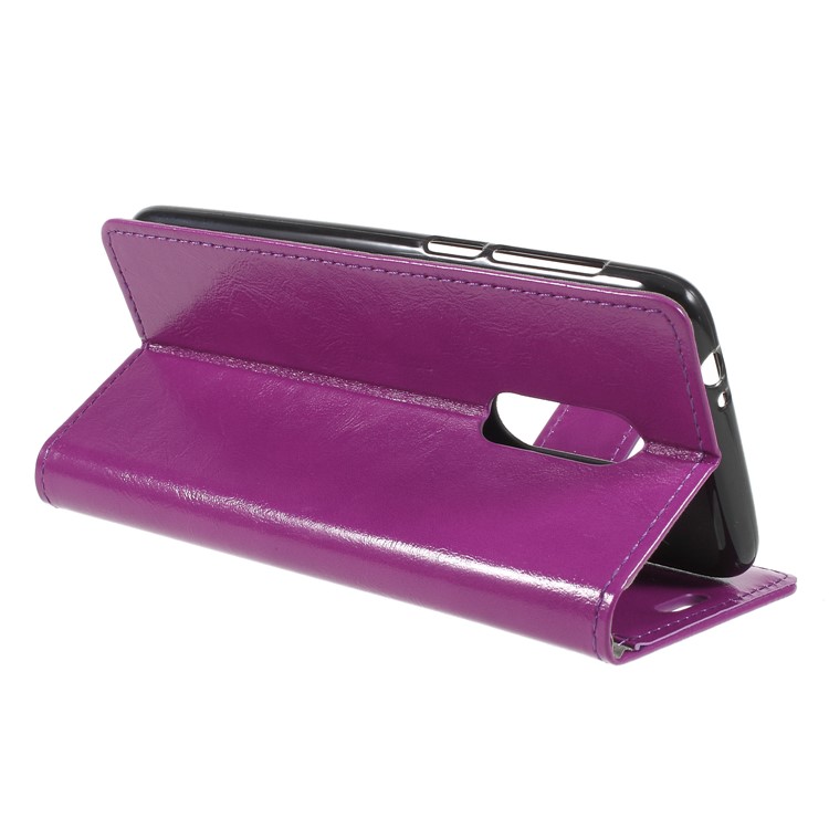 Crazy Horse PU Leather Wallet Stand Protective Case for Alcatel 3 - Purple-5