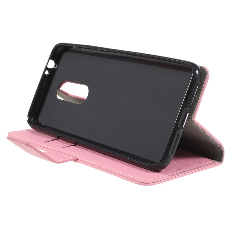 Wallet Stand Magnetic Flip Leather Phone Casing for Alcatel 3 - Pink-4