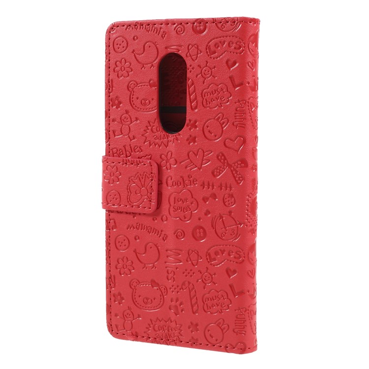 Cartoon Graffiti Pattern Leather Flip Stand Mobile Casing Cover for Alcatel 3 - Red-2