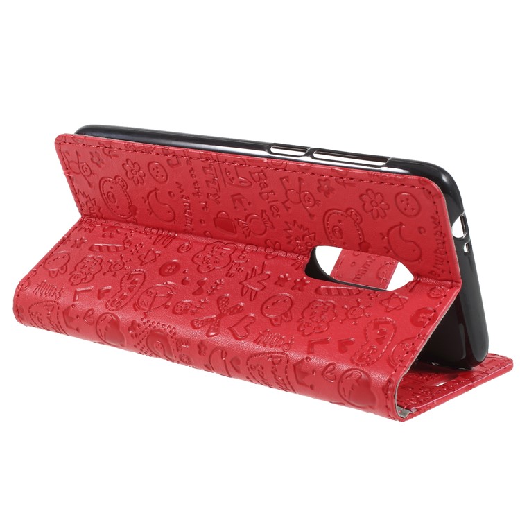 Cartoon Graffiti Pattern Leather Flip Stand Mobile Casing Cover for Alcatel 3 - Red-5