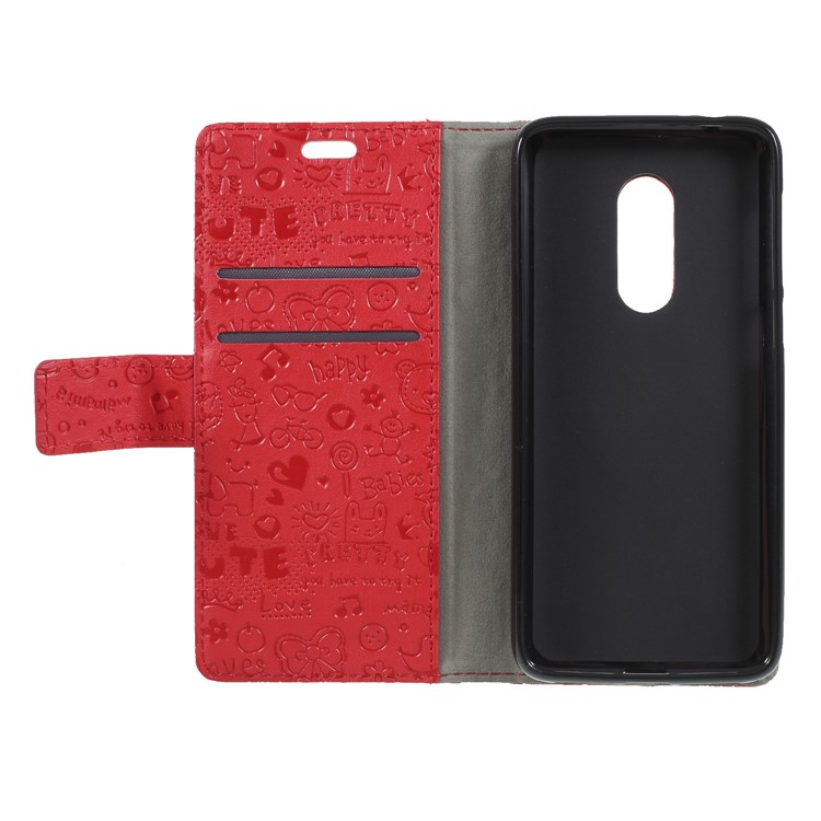 Cartoon Graffiti Pattern Leather Flip Stand Mobile Casing Cover for Alcatel 3 - Red-6