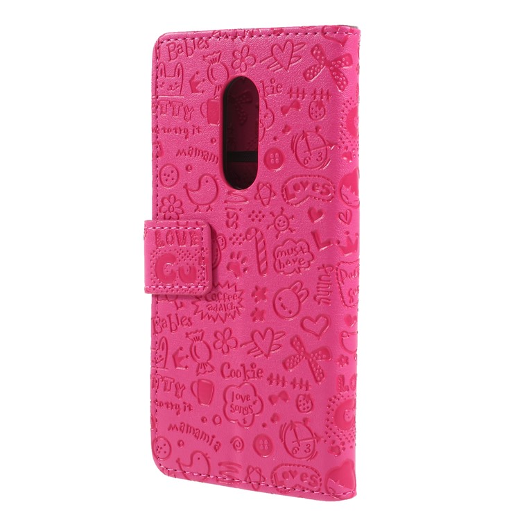 Cartoon Graffiti Pattern PU Leather Folio Stand Cover for Alcatel 3 - Rose-2