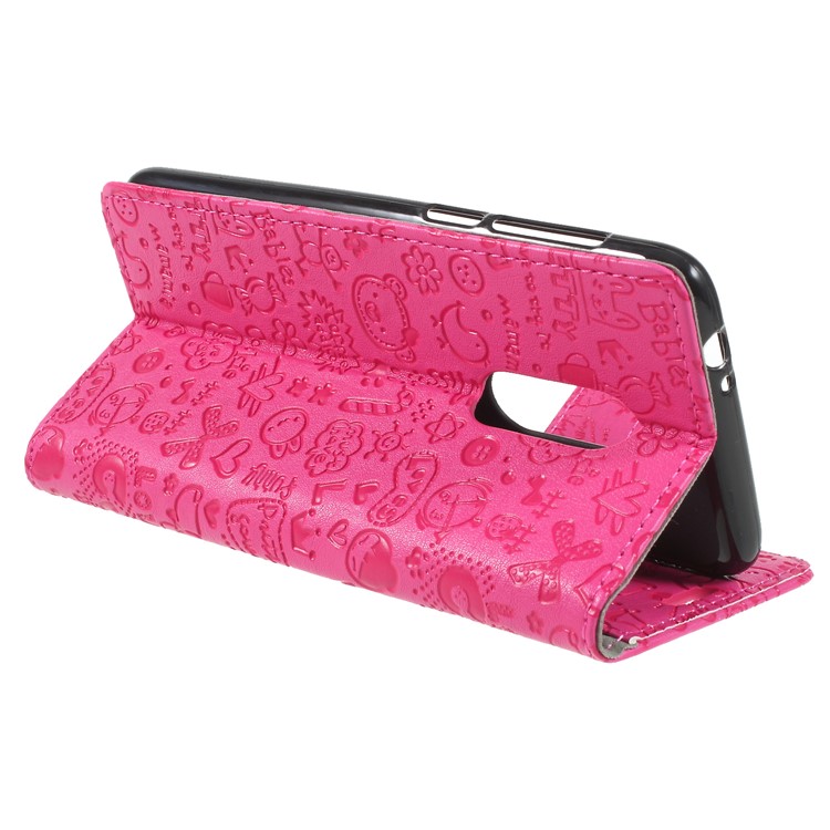 Cartoon Graffiti Pattern PU Leather Folio Stand Cover for Alcatel 3 - Rose-5