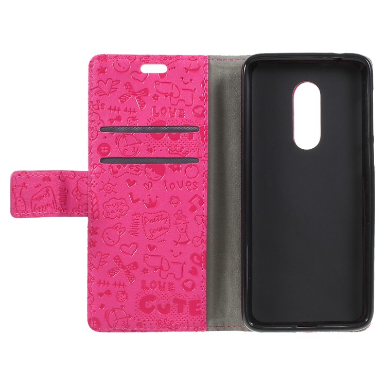 Cartoon Graffiti Pattern PU Leather Folio Stand Cover for Alcatel 3 - Rose-6