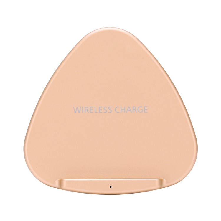 

QK11 Triangle Shape 10W Quick Wireless Charger Mat Stand for iPhone Samsung etc - Gold