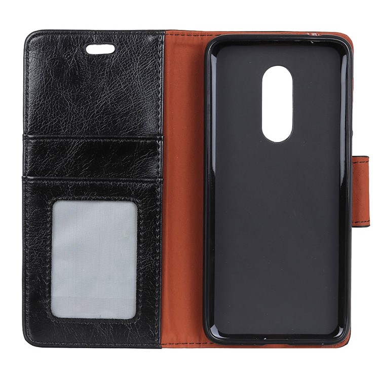 Textured Split Leather Wallet Case for Alcatel 3 - Black-4