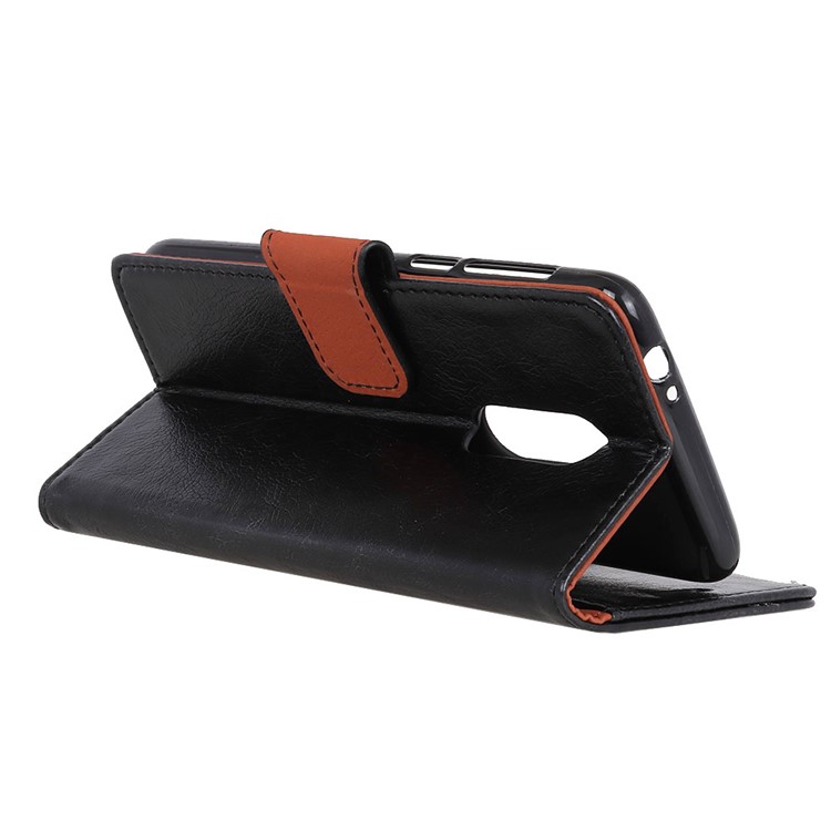 Textured Split Leather Wallet Case for Alcatel 3 - Black-6