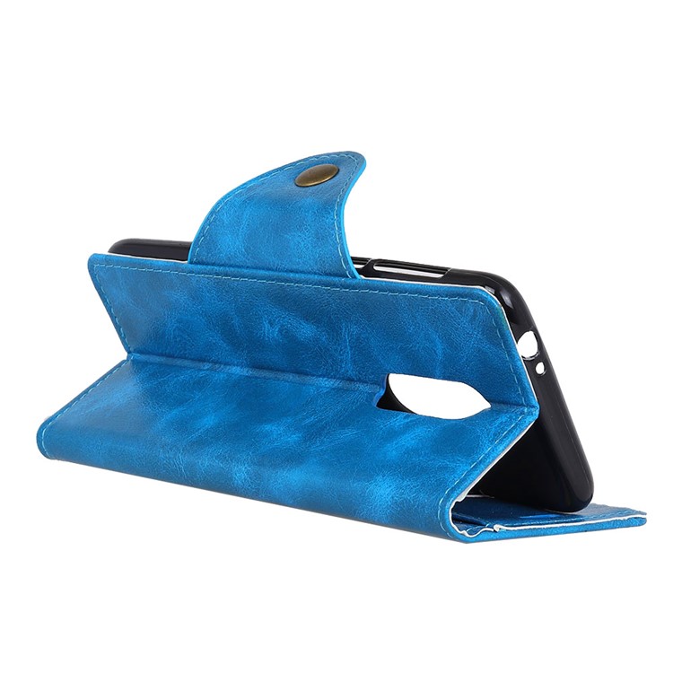 Textured PU Leather Wallet Stand Protective Casing for Alcatel 3 - Blue-6