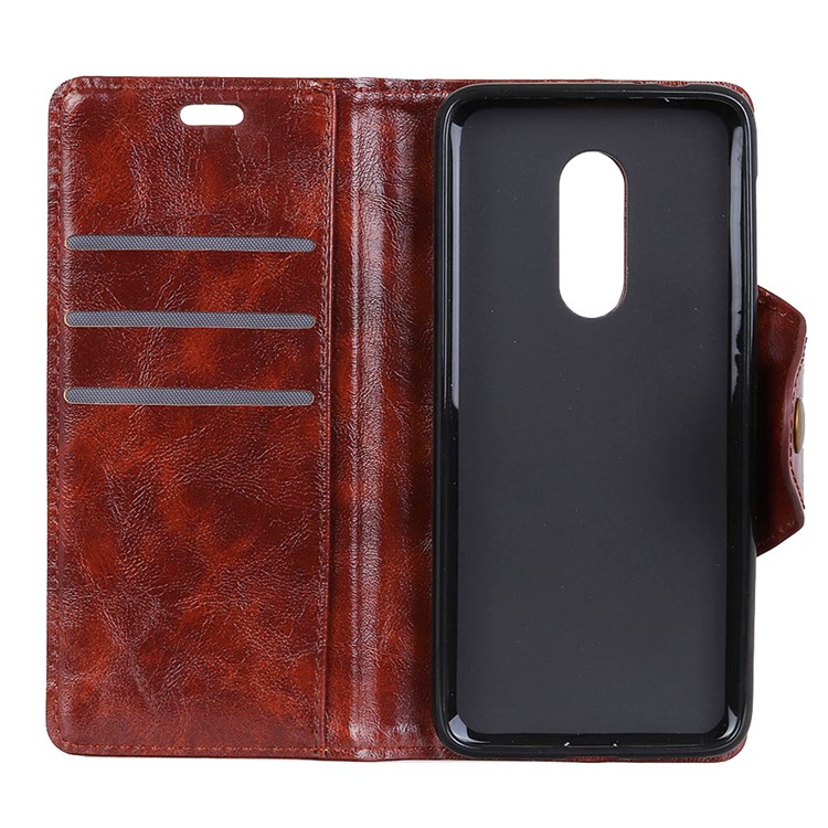 Textured PU Leather Wallet Stand Phone Accessory Case for Alcatel 3 - Coffee-5
