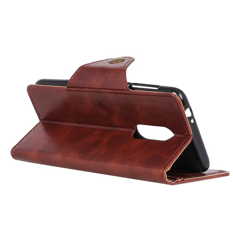 Textured PU Leather Wallet Stand Phone Accessory Case for Alcatel 3 - Coffee-6