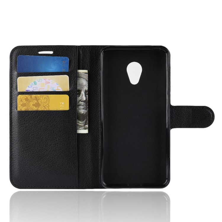 Litchi Skin Wallet Leather Stand Case for Alcatel 1C - Black-3