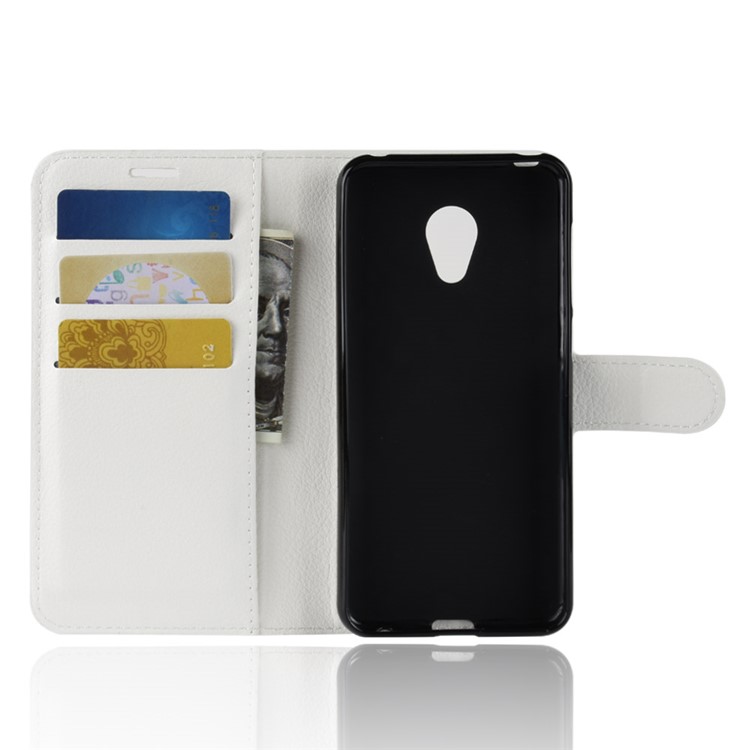 Litchi Skin Wallet Leather Stand Cover for Alcatel 1C - White-3