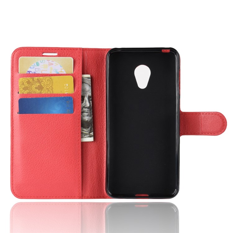 Litchi Skin Wallet Leather Magnetic Case for Alcatel 1C - Red-3