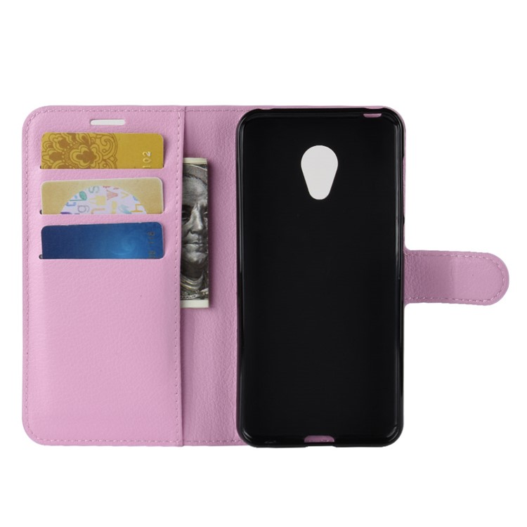 Litchi Skin Magnetic Leather Stand Cover for Alcatel 1C - Pink-3