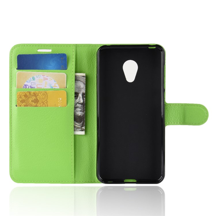 Litchi Skin Wallet Leather Case with Stand for Alcatel 1C - Green-3