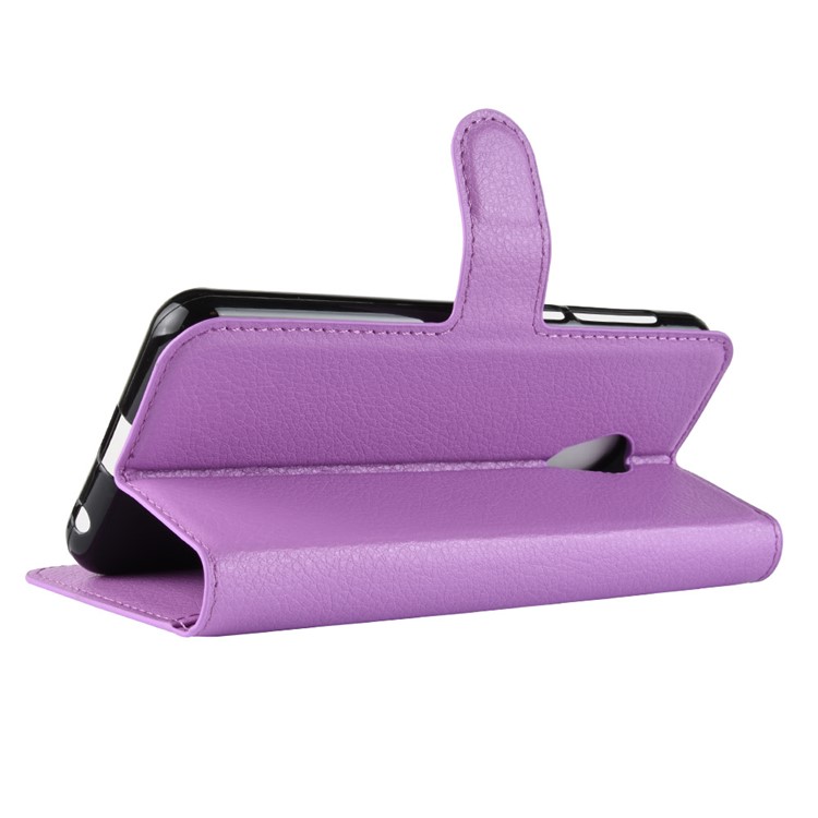 Litchi Skin Leather Stand Cover with Card Slots for Alcatel 1C - Purple-5