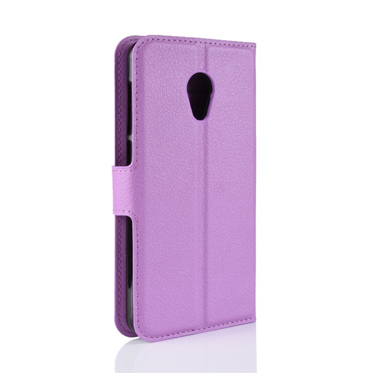 Litchi Skin Leather Stand Cover with Card Slots for Alcatel 1C - Purple-6