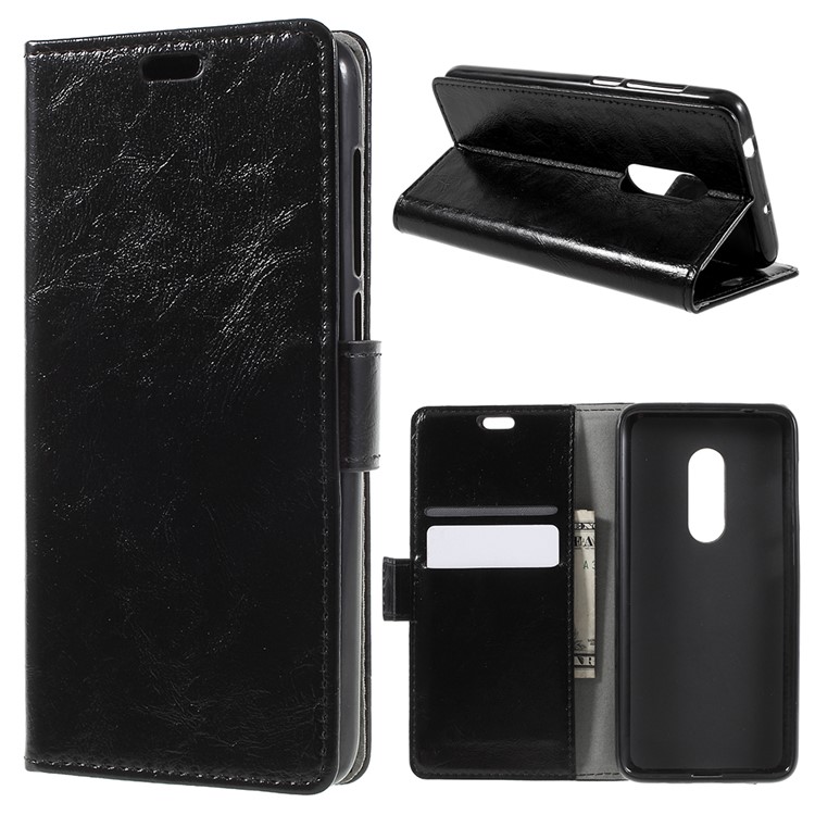 Crazy Horse PU Leather Magnetic Stand Wallet Case for Alcatel 1X - Black-1