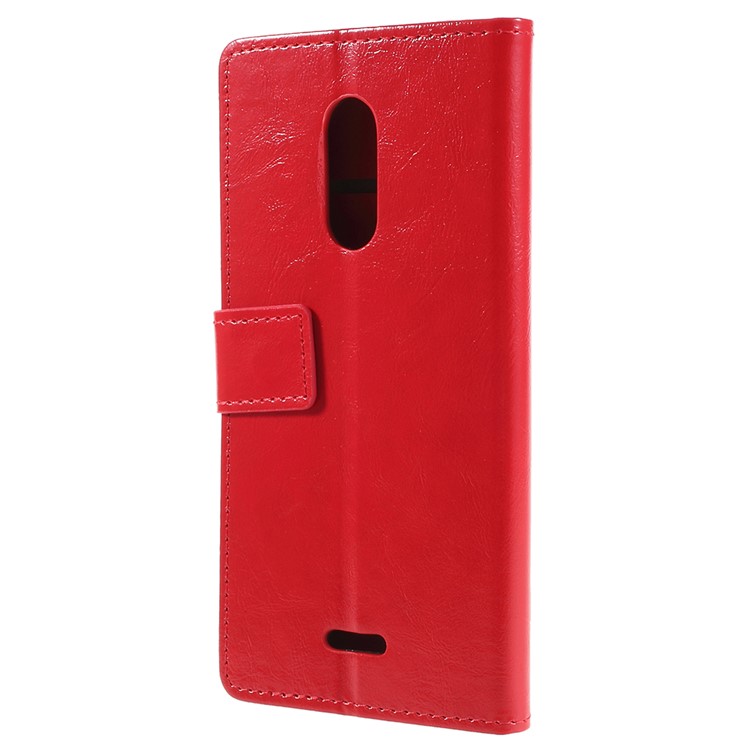 Crazy Horse PU Leather Magnetic Stand Wallet Shell for Alcatel 3C - Red-3