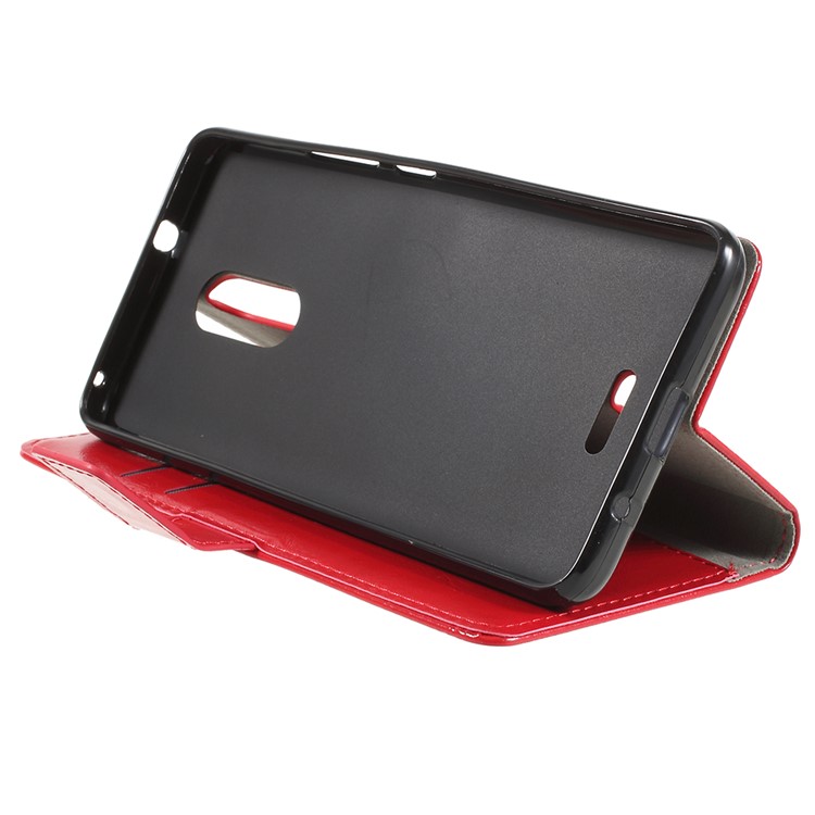 Crazy Horse PU Leather Magnetic Stand Wallet Shell for Alcatel 3C - Red-4