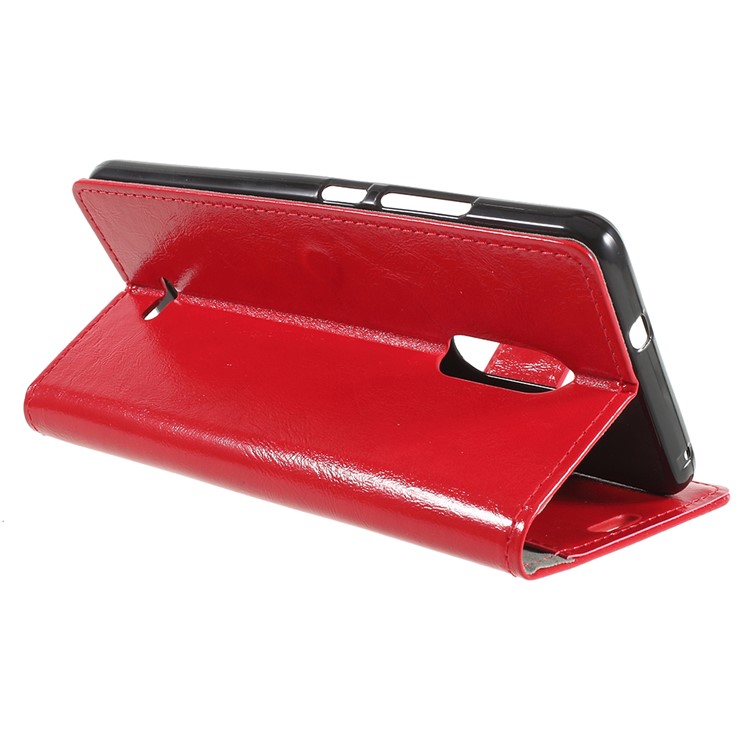 Crazy Horse PU Leather Magnetic Stand Wallet Shell for Alcatel 3C - Red-5