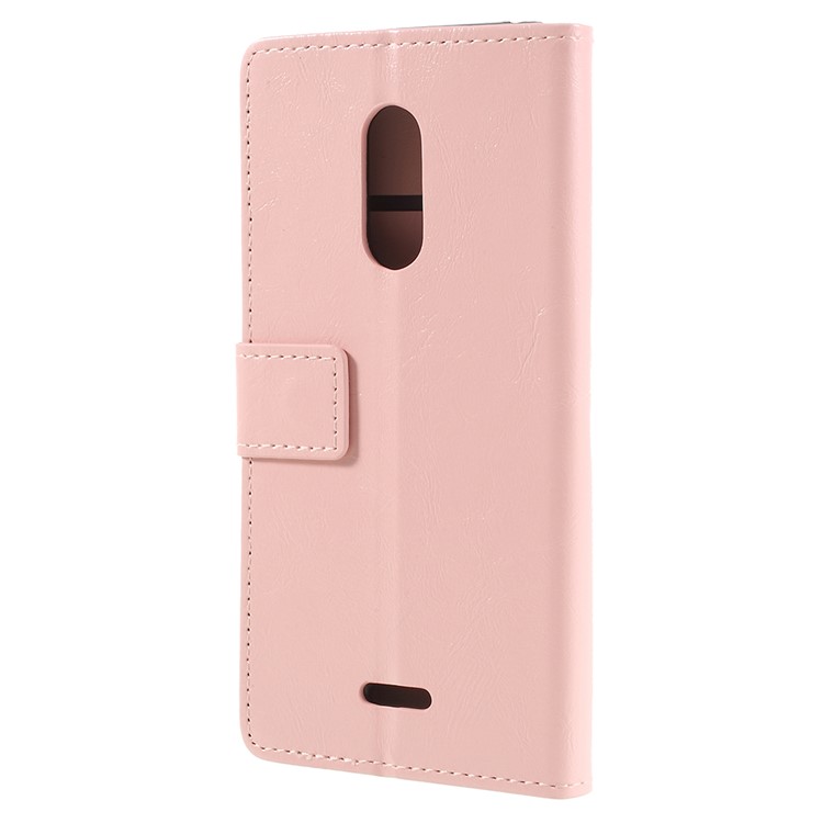 Crazy Horse PU Leather Magnetic Stand Wallet Casing for Alcatel 3C - Pink-3