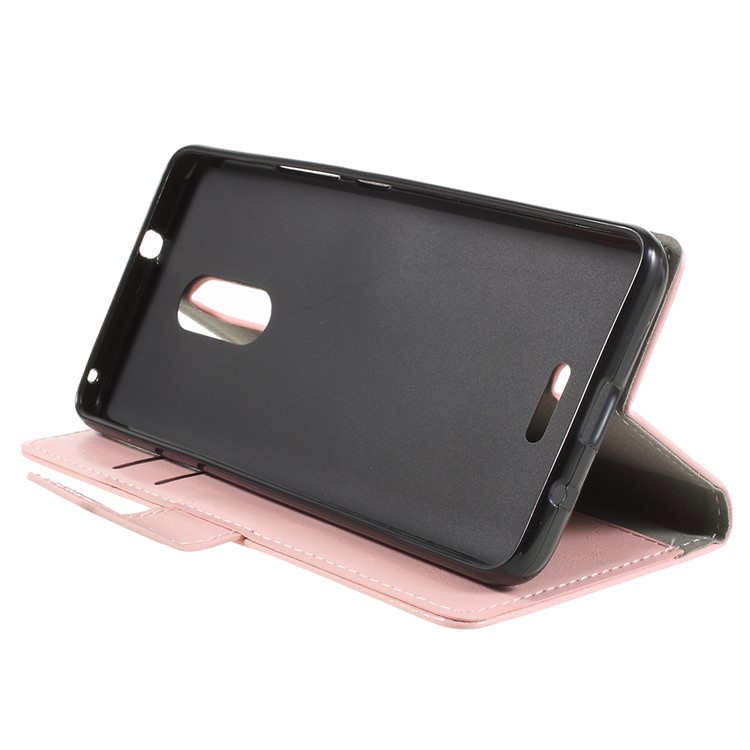 Crazy Horse PU Leather Magnetic Stand Wallet Casing for Alcatel 3C - Pink-4