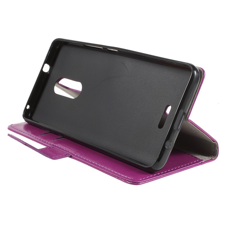 Crazy Horse PU Leather Magnetic Stand Wallet Cell Phone Case for Alcatel 3C - Purple-4