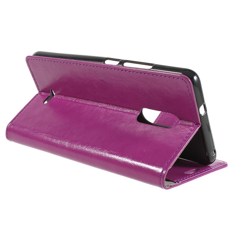 Crazy Horse PU Leather Magnetic Stand Wallet Cell Phone Case for Alcatel 3C - Purple-5