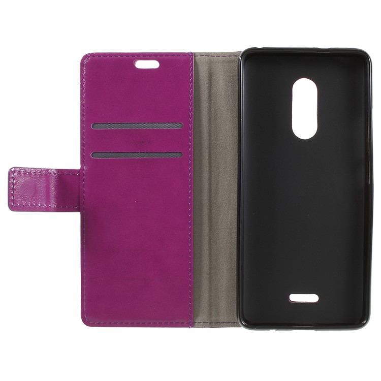 Crazy Horse PU Leather Magnetic Stand Wallet Cell Phone Case for Alcatel 3C - Purple-6