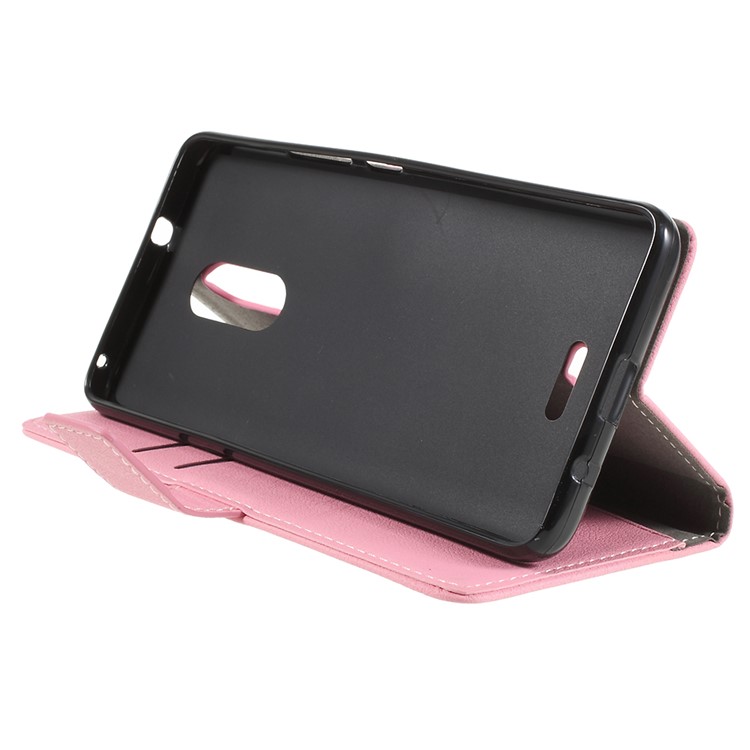 Wallet Stand Magnetic Flip Leather Phone Casing for Alcatel 3C - Pink-4