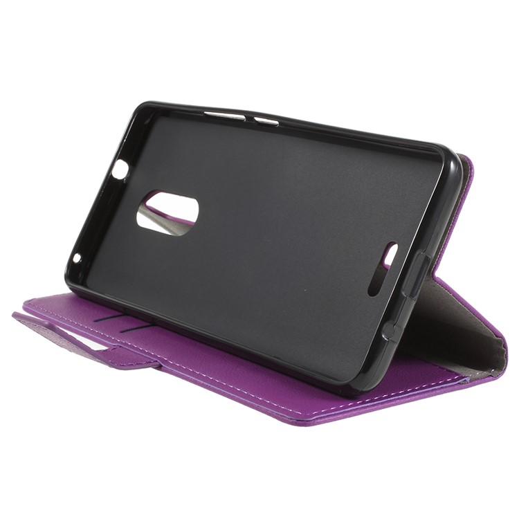 Wallet Stand Magnetic Flip Leather Cell Phone Case for Alcatel 3C - Purple-4