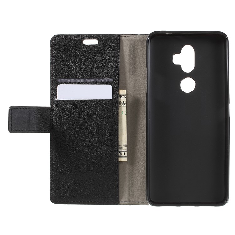 Wallet Stand Magnetic Flip Leather Phone Case for Alcatel 3v - Black-6