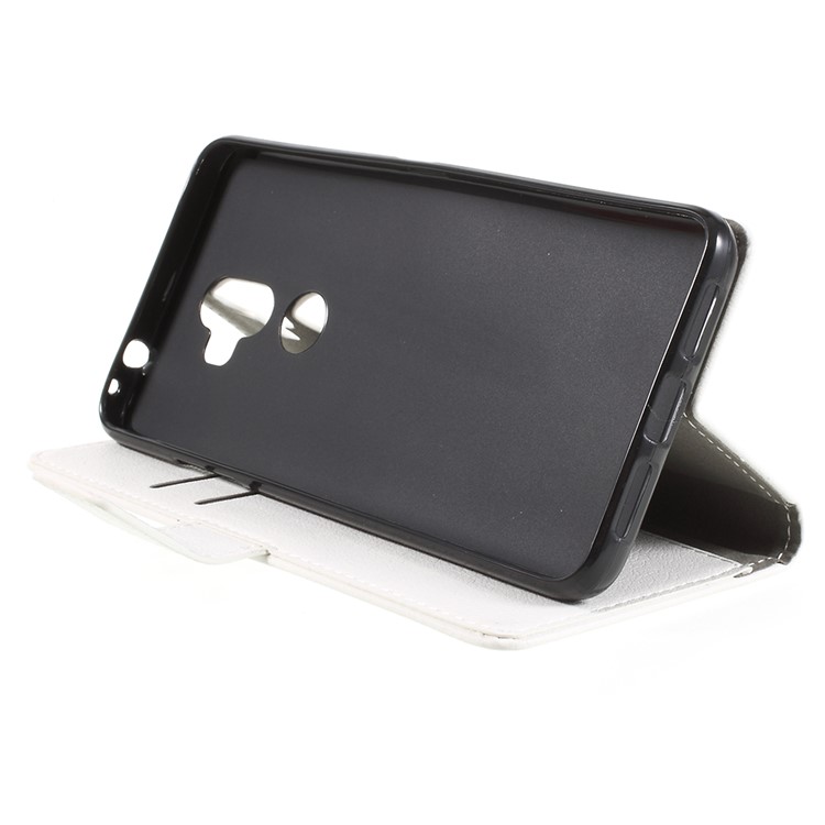 Wallet Stand Magnetic Flip Leather Phone Cover for Alcatel 3v - White-4