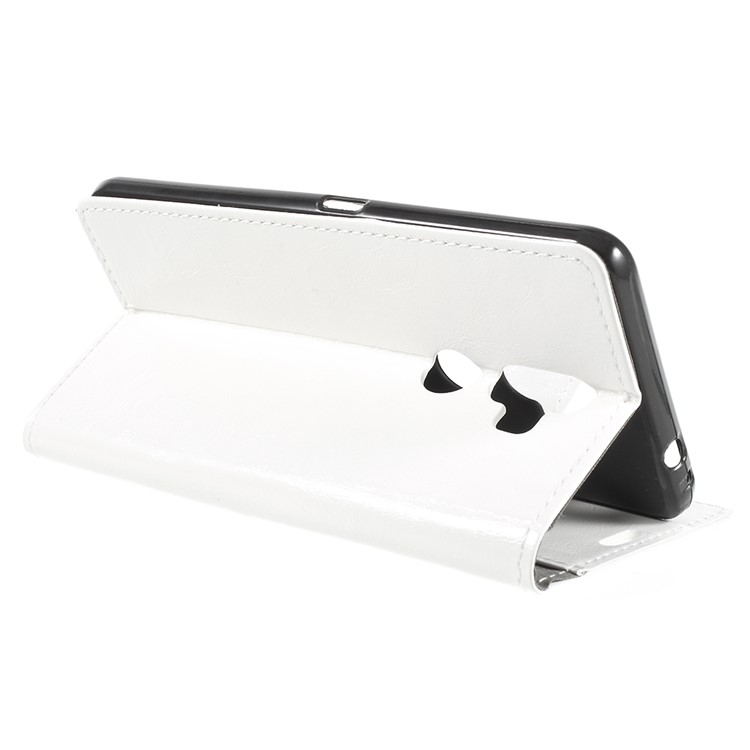 Crazy Horse PU Leather Wallet Mobile Phone Cover with stand for Alcatel 3v - White-5