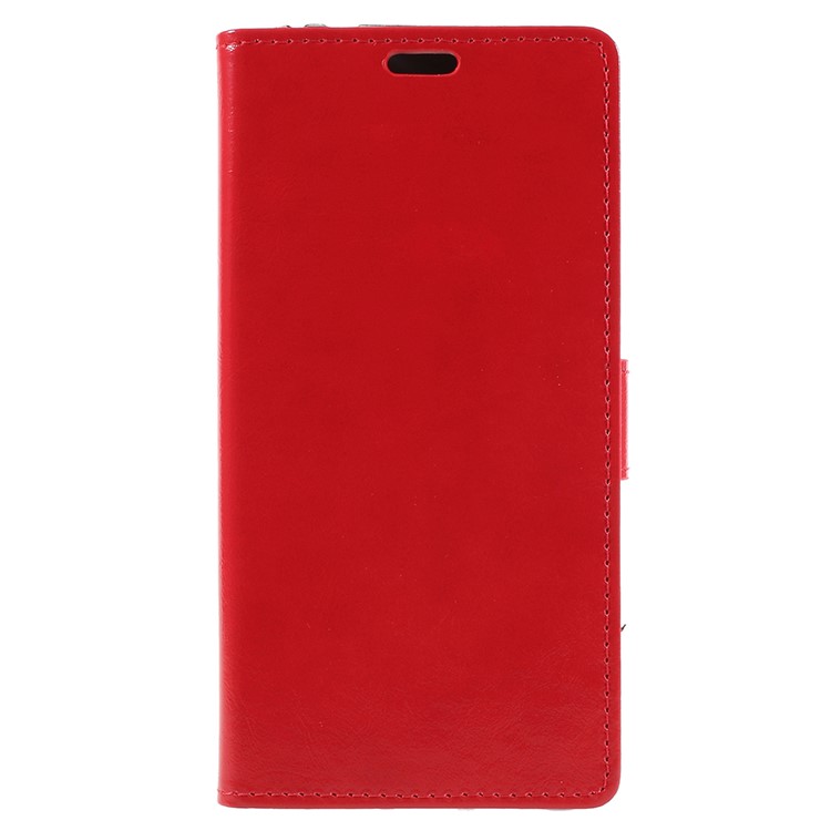 Crazy Horse Stand Leather Wallet Mobile Phone Shell for Alcatel 3v - Red-1