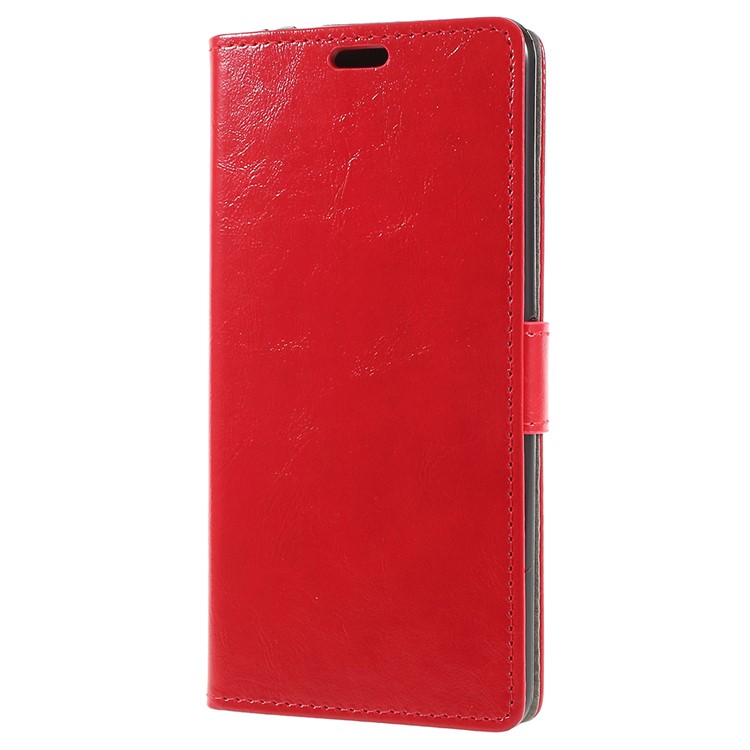 Crazy Horse Stand Leather Wallet Mobile Phone Shell for Alcatel 3v - Red-2