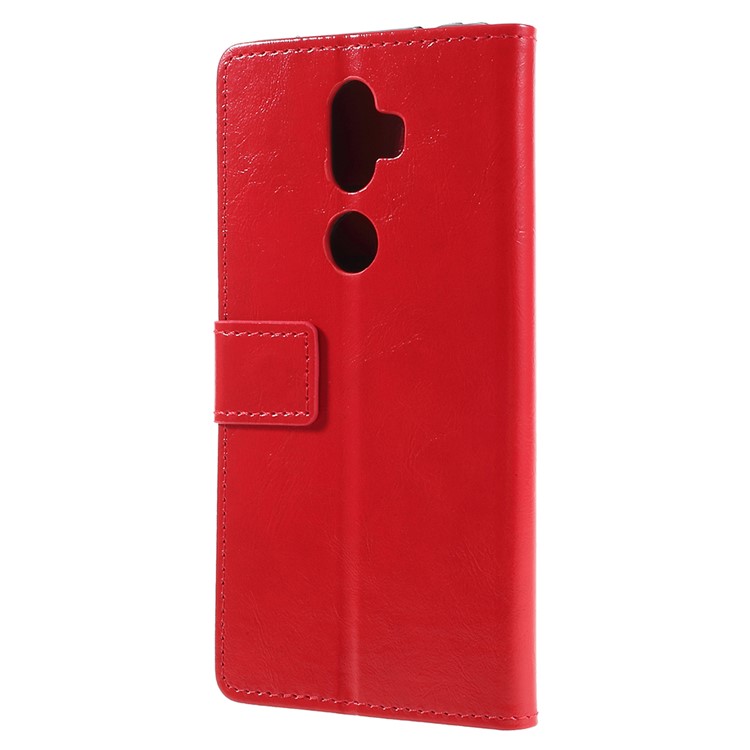 Crazy Horse Stand Leather Wallet Mobile Phone Shell for Alcatel 3v - Red-3