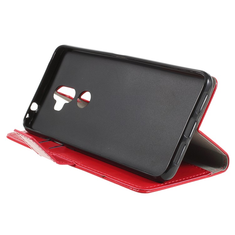 Crazy Horse Stand Leather Wallet Mobile Phone Shell for Alcatel 3v - Red-4