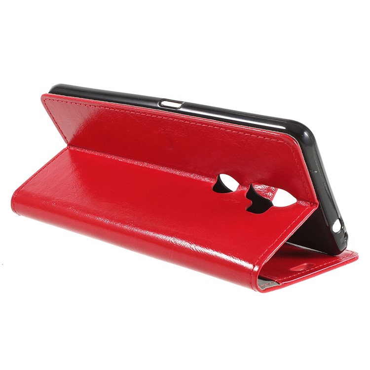 Crazy Horse Stand Leather Wallet Mobile Phone Shell for Alcatel 3v - Red-5