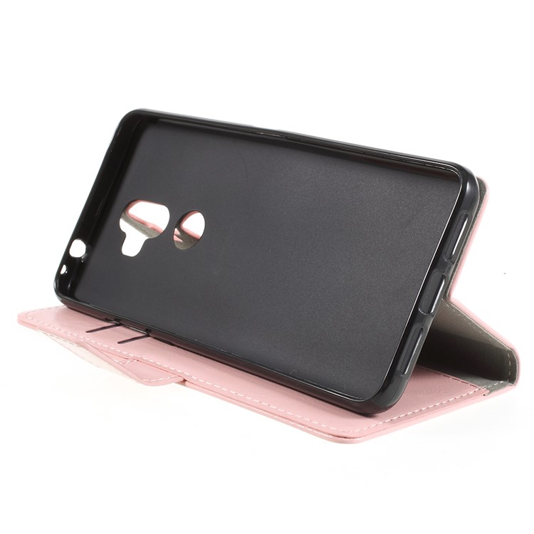 Crazy Horse Stand Wallet Leather Phone Casing for Alcatel 3v - Pink-4