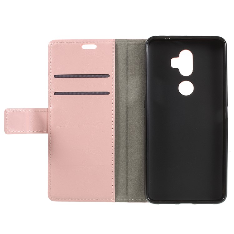 Crazy Horse Stand Wallet Leather Phone Casing for Alcatel 3v - Pink-6