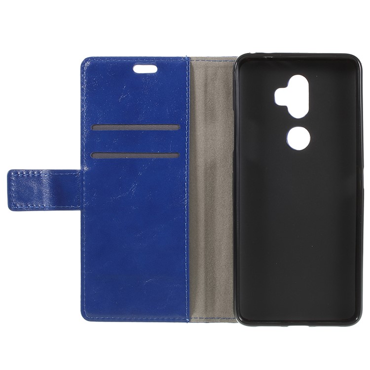 Crazy Horse PU Leather Protection Cell Phone Case Accessory for Alcatel 3v - Blue-6