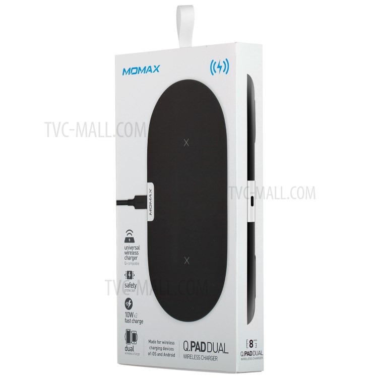 MOMAX Q. Pad Dual Quick Charge Qi Wireless Charging Pad for iPhone X/8/8 Plus, Samsung Note S9 - Black-11