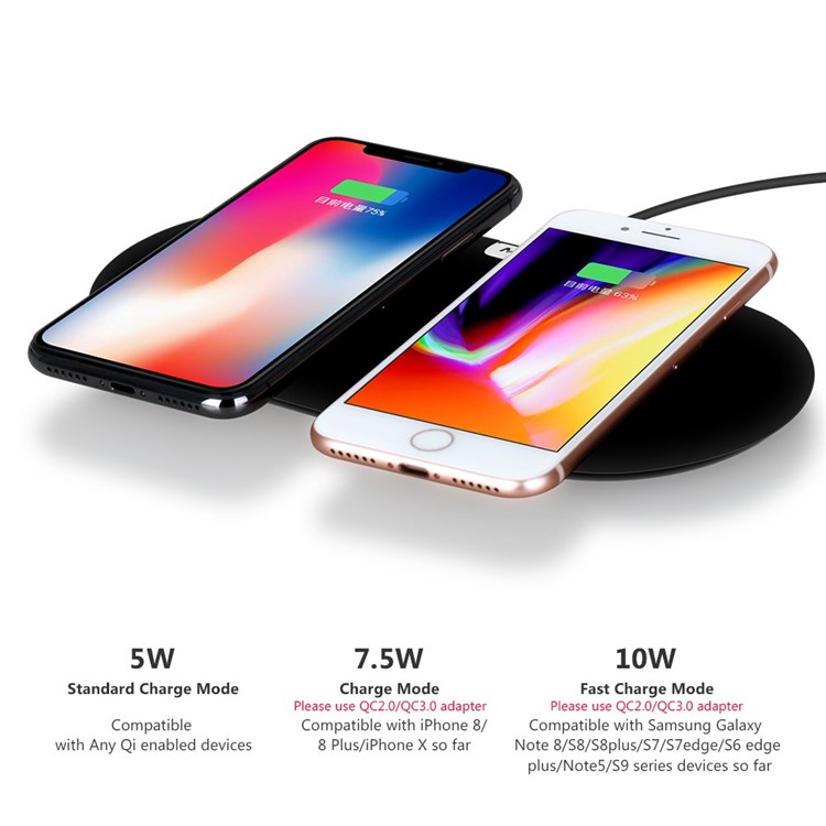 MOMAX Q. Pad Dual Quick Charge Qi Wireless Charging Pad for iPhone X/8/8 Plus, Samsung Note S9 - Black-3