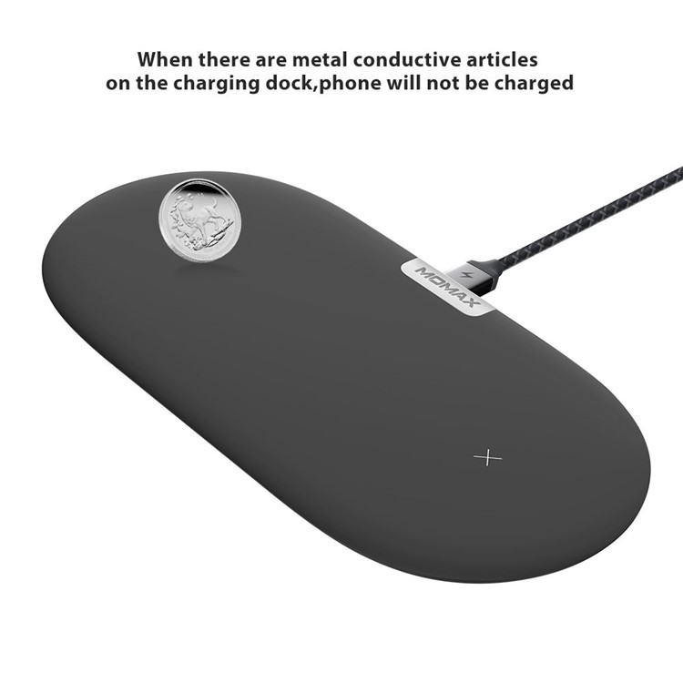 MOMAX Q. Pad Dual Quick Charge Qi Wireless Charging Pad for iPhone X/8/8 Plus, Samsung Note S9 - Black-5